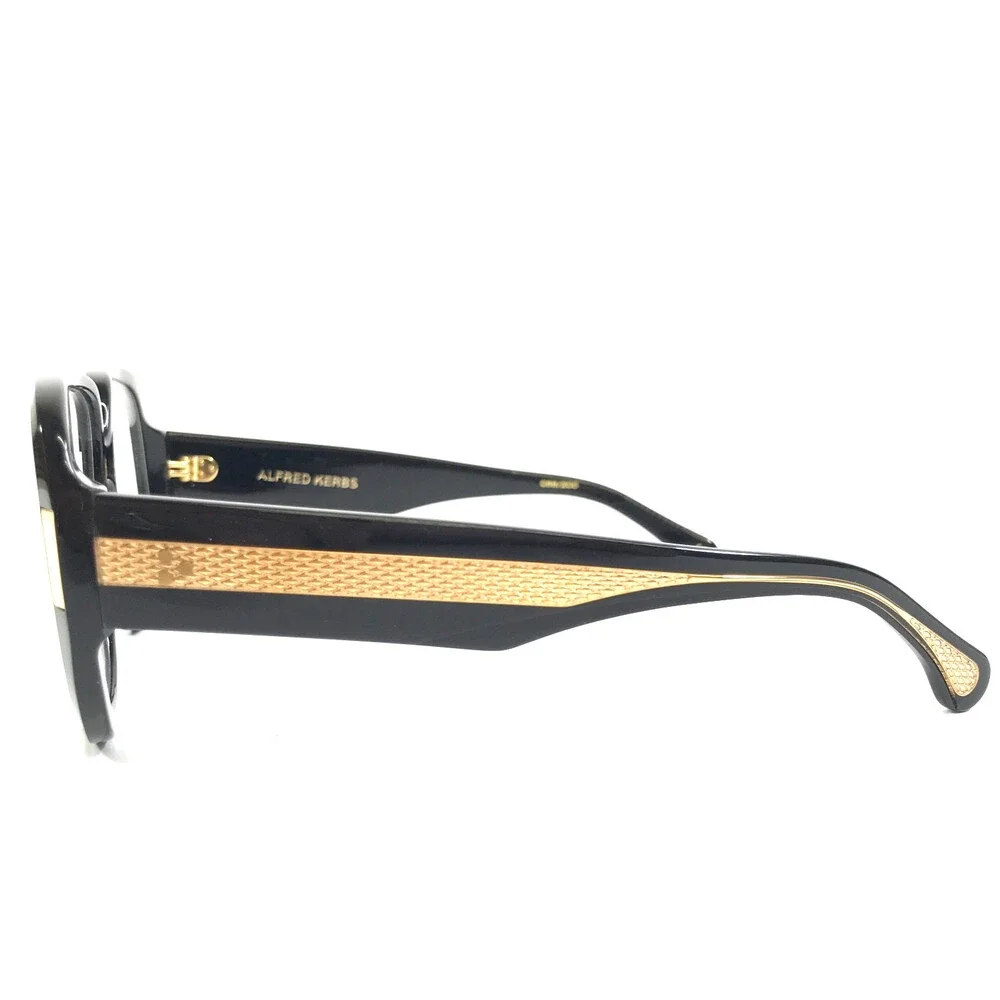 Alfred Kerbs Eyeglasses Frames CARI BK Shiny Black Gold Full Rim 55-17-141